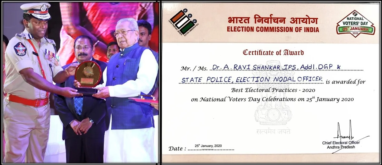 Receiving Best Electoral Practices award -2020 from Biswabhusan Harichandan former Governor of AP
